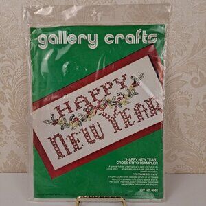 Gallery Crafts "Happy New Year" Stamped Cross Stitch Sampler Kit - Vintage